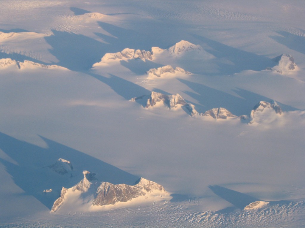 Greenland at dawn from 36,000 feet, 2007